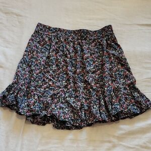 LOFT Multicolor Floral Skater Skirt